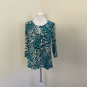 Women's JM Collection Teal and White Abstract Print Tunic Top
